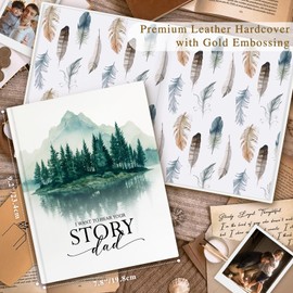 Lanpn Dad Life Story Journal with 300+ Questions, Dads Memory Keepsake Book to Fill Out, Leather Father Story Guided Journal to Share Life & Love, Gifts for Daddy Father's Day Christmas Birthday