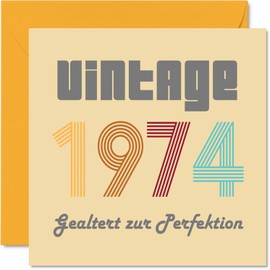 Stuff4 50th Birthday Cards for Men Women - Vintage 1974 Aged to Perfection - 50 Happy Birthday Card for Mum Dad Uncle Aunt Brother Sister 145mm Congratulations Cards