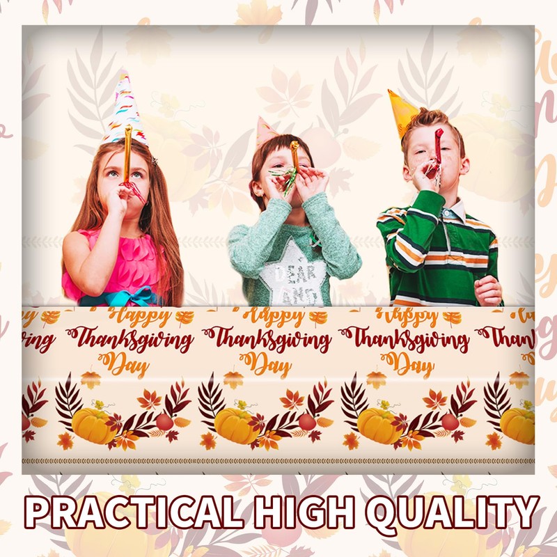 ORNACELE 2PCS Thanksgiving Fall Tablecloth Disposable - 108" × 54",
