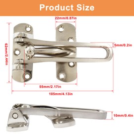 Auvotuis Home Security Door Lock Swing Bar Door Guard for Kids, Zinc Alloy Reinforcement Lock Hotel Door Latch(Stainless Steel Color)