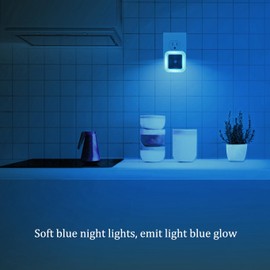 Elsent [Pack of 2] Soft Blue Night Lights, Plug Into LED Wall Lights with Light Sensor (Blue Cover Design)