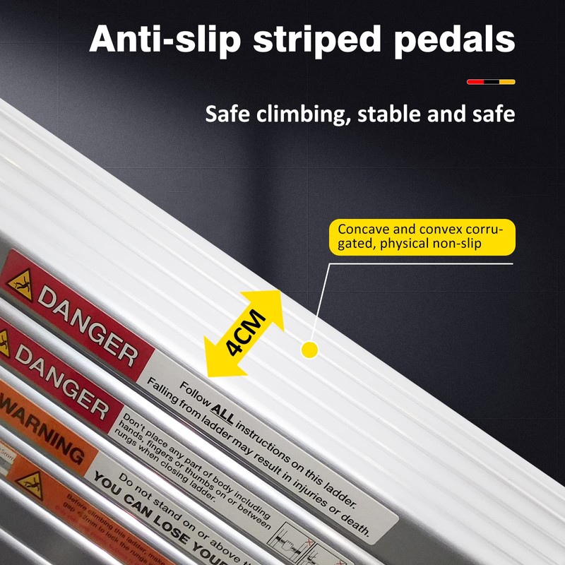 12.5FT Telescoping Ladder Aluminum Telescopic Extension Ladder One Button Retraction