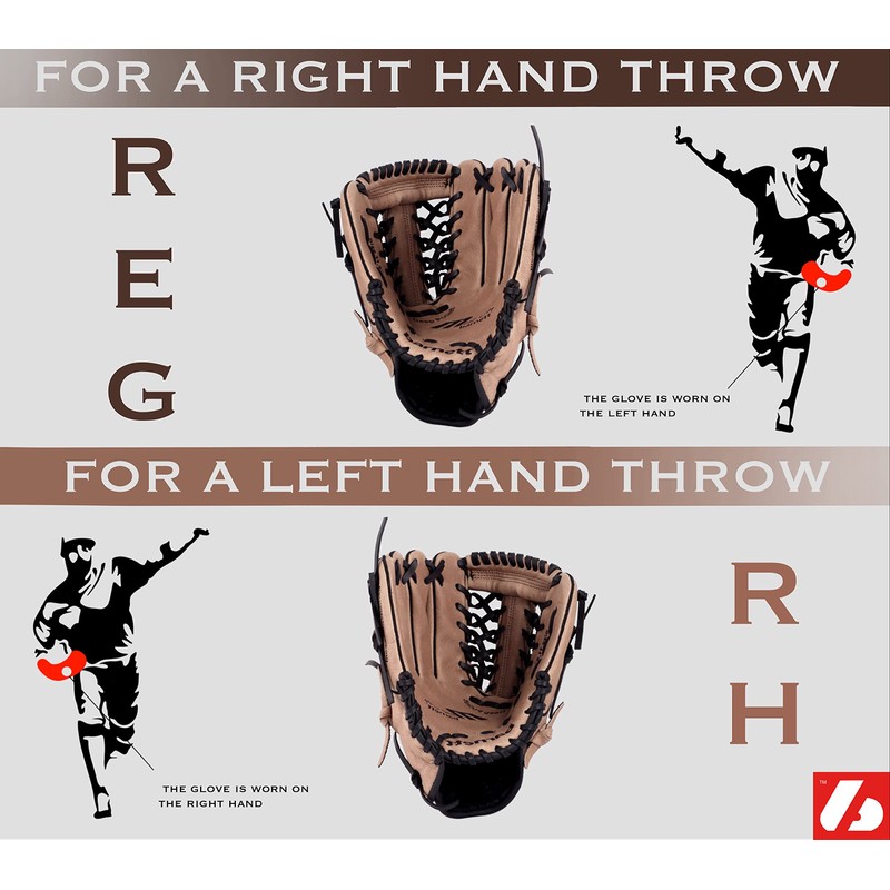 SL-127 RH braun Baseball Handschuh, Schweinsleder, Outfield, Größe 12,7" (inch)