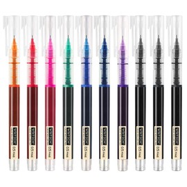 WRITECH Rolling Ball Quick Dry 0.5 mm Extra Fine Point 10 Pcs Liquid Rollerball Multicolor (Multicolor)