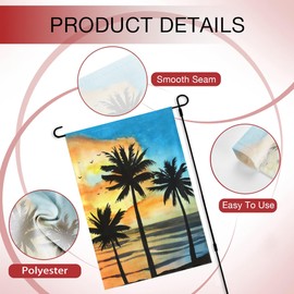 Axxitude Sunset Sea Beach Garden Flag 12x18 Inch Summer Palms Trees Decorative Flag Small Vertical Double Sided Holiday Farmhouse Seasonal Decor for Yard