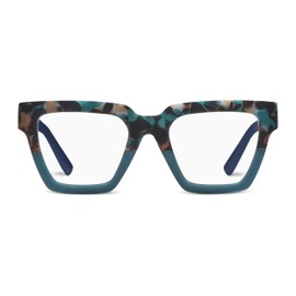 Peepers by PeeperSpecs Oprah's Favorite Women's Take a Bow Square Blue Light Blocking Reading Glasses - Teal Botanico/Teal +1.25