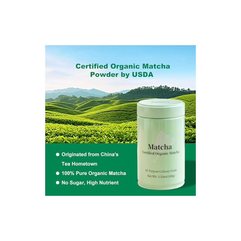 Premium Organic Matcha Green Tea Powder - 100% Pure &