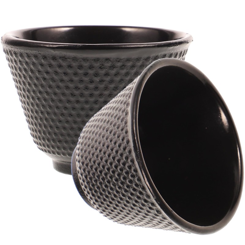 Luxshiny 2pcs Cast Iron Tea Cups Japanese Tea Cups Black