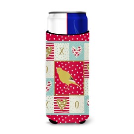 Caroline's Treasures CK5501MUK Border Canary Love Michelob Ultra Hugger for Slim cans Cold-Beverage-koozies, Multicolor