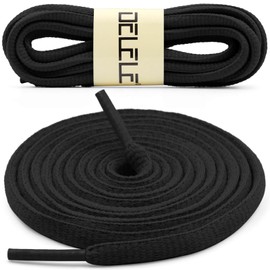 DELELE 2 Pair Oval Shoes laces Half Round 1/4" Athletic Shoelaces Shoe Strings Black 47 inch