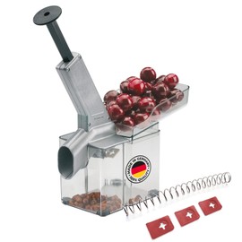 Westmark 407022E6 Cherry Corer with Chute and Large Core Cassette, Includes 4-Piece Wear Parts Set, Plastic/Stainless Steel/Aluminium, Cherry Omat, Silver/Black/Transparent