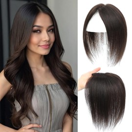 BUTYWAY Hair Toppers for Women Topper Hairpieces Remy Human Hair 7x10CM Swiss Base Hand-Tied Invisible no Bangs 10 Inch Toppers Hair-Pieces for Women (Dark Brown)
