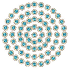 PATIKIL 200 Pcs Sew on Rhinestones Crystals 12mm 2 Layers Sewing Sunflower Flower Claw Rhinestones Crystals Glass Gems Metal Base for Wedding Dress Clothes Crafts Decoration, Lake Blue