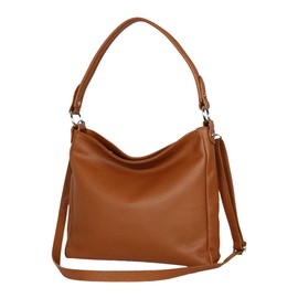 AmbraModa GL35 Women's Handbag Shoulder Bag Made of Grained Cowhide Leather, camel brown