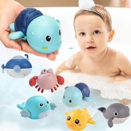 6 Piezas Juguetes de Baño para Niños, Juguetes de Baño con Mejora Coordinlo-Manual, Juguetes para Bañera Libre de BPA Rafting en Piscina, Juguetes Sensoriales de Baño para Niño, Regalos de Navidad