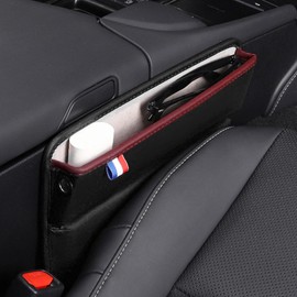 ASUBHA Car Seat Gap Filler, Premium Leather Car Seat Gap Filler Organizer, Car Box Organizers and Storage for Glasses Phones Keys and Cards, Universal Car Interior Accessories for Car SUV Truck