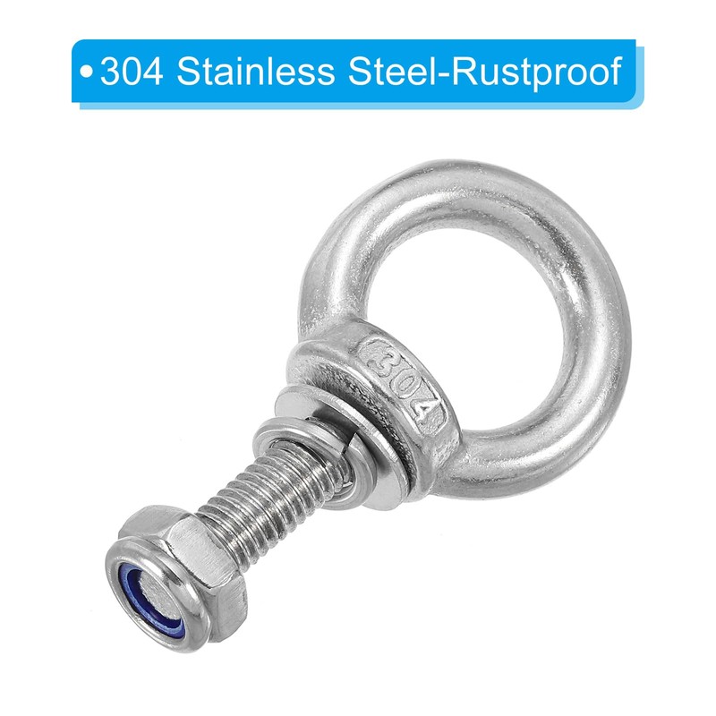 PATIKIL M8 x 25mm Lifting Shoulder Eye Bolts Set of