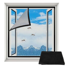 Fliegengitter Fenster 120x130 cm – Innovatives Klettverschluss, Katzensicher & Mückenschutz – Langlebig, transparent & waschbar, Flexibel zuschneidbar, geeignet für Fenster und Balkone, Schwarz