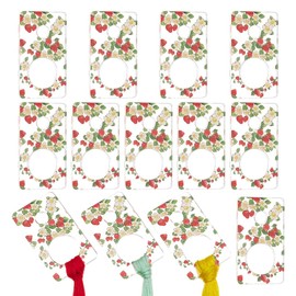 PH PandaHall Strawberry Acrylic Floss Drops Embroidery Thread Organizers 10pcs Rectanglular Strawberry Thread Drops Floss Bobbins for Embroidery Cross Stitch Thread Storage, 1×1.9 inch