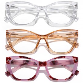 AQWANO Stylish Cat Eye Reading Glasses for Women - Blue Light Blocking Computer Readers with Spring Hinge & Anti-Reflective - Trendy Oversized Cheaters Eyeglasses, 2.0