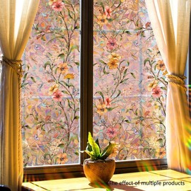 Floral Pattern Window Sticker, Removable Static Cling Window Decal, DIY Decorative Sticker for Home Living Room Bedroom, Fall Decor - Color: Multicolor, Specification: 40*100cm