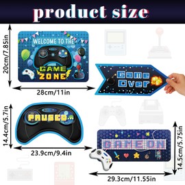 Tenare 20 Pieces Video Game Party Decoration Gamer Party Favors Directional Signs Level up Birthday Decor Cutouts Welcome Supplies Yard Outdoor Photo Props Backdrop(Blue)