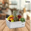 Arpan Medium White Wicker Hamper Storage Basket With White Cloth