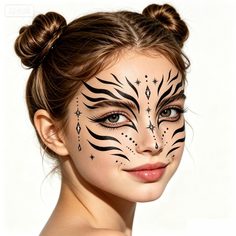 Zebra Face Tattoo, Temporary Tattoo, Zebra Costume for Halloween, Carnival