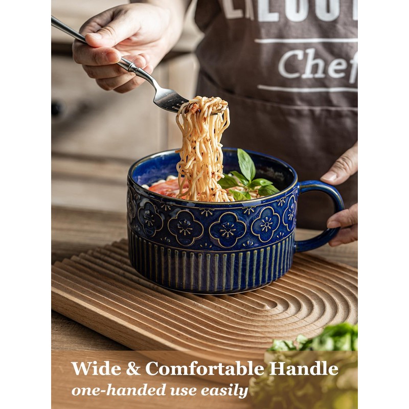 Gomakren Extra Large Soup Bowl with Handle, 39 Ounces Microwave