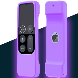 Case Compatible with Apple TV 4K/ 4th Gen Remote Light Weight Anti-Slip Shock Proof Silicone Cover for Controller for Apple TV Siri Remote (Purple Glow)