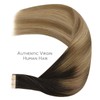 Wennalife Tape-In Real Hair Extensions, Dark Brown to Chestnut Brown