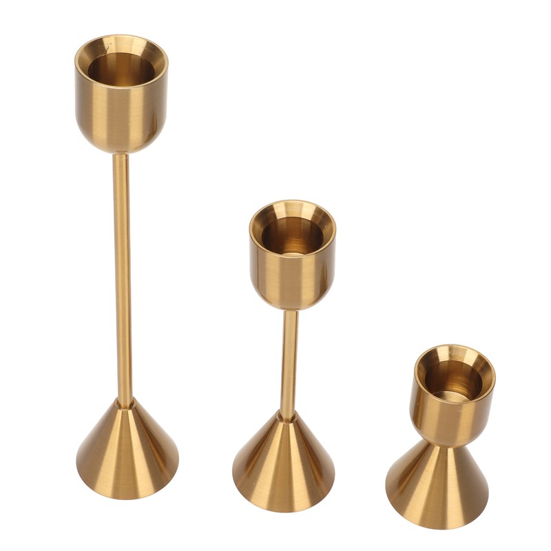 3 Pcs Candle Holders Different Heights Gold Candlestick Holders Taper