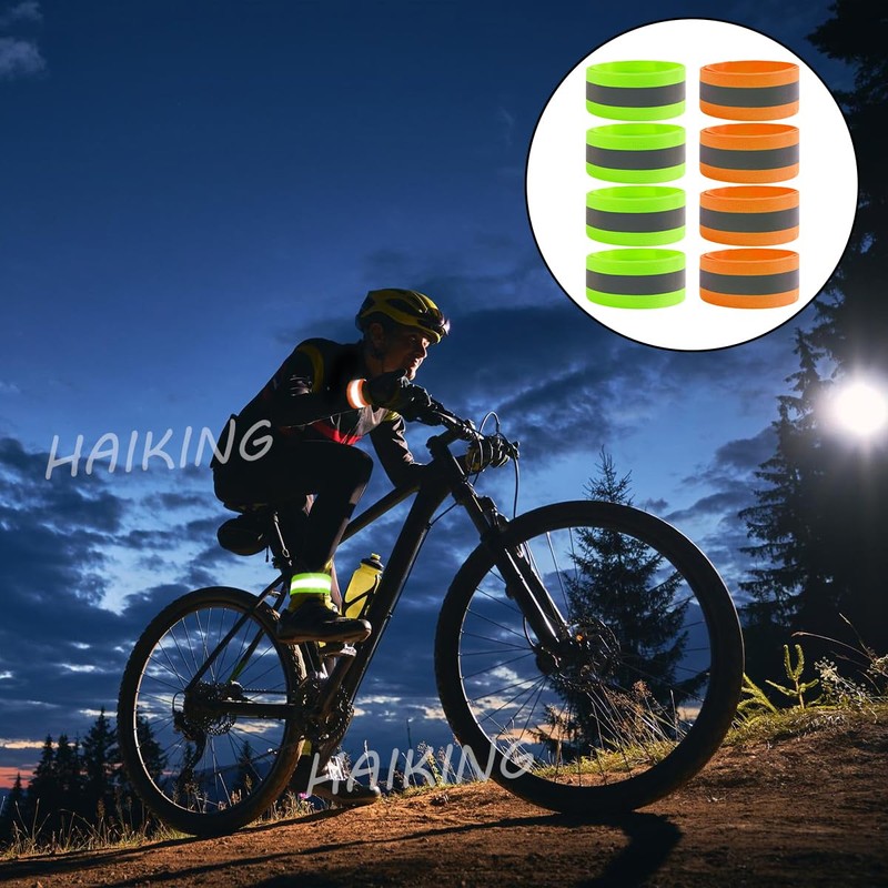 HAIKING Reflective Running Gear, 8 Pcs Runners Reflective Wristbands for