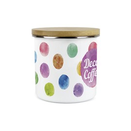 Purely Home Polka Dots Decaf Coffee Storage Canister - Multicoloured Spotty Housewarming Homewares Presents - Metal/Enamel Tea Refreshments Storage Container Kitchen Gift