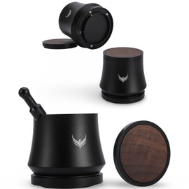 KNODOS Espresso Shaker 54mm with Walnut Lid | Premium Blind Coffee Grounds Distribution Tool for Breville Espresso Machines | Magnetic 54mm Dosing Cup