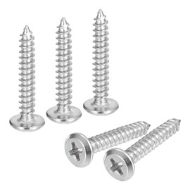 sourcing map M4x25mm Flat Head Phillips Drive Self Tapping Screws, 304 Stainless Steel Cross Drive Fastener Screws, Silver, Pack of 25