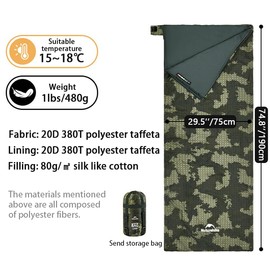 Naturehike Envelope Sleeping Bag for Adults, Portable Sleeping Bag with Compression Sack, Lightweight Spliceable Sleeping Bag for Outdoor Camping, Backpacking & Hiking, 20D polyester Taffeta Fabric
