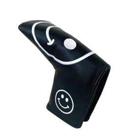 Mini Pin Type Magnetic Odyssey 2 Ball Taylormade Spider Putter Putter Cover for Mallet Center Shaft Embroidered Smile (Pin, Black)