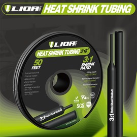 Marine Grade Heat Shrink Tubing – 3:1 Ratio Adhesive Lined Electrical Shrink Wrap, 3/16'' Black, 50 Feet Roll for Industrial Use