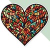 Extra Large 460mm 'Stained Glass Heart' Permanent Sticker Decal for