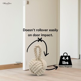 MesuBari Coastal Home Decor Door Stop Handcrafted Weighted Nautical Sailors Knot Cotton Rope Doorstop with Handle Rustic Farmhouse Decor, Bohemian Coastal Style, 6 inch 4.4 pounds
