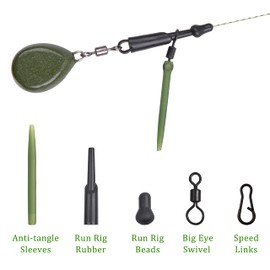 SHADDOCK Carp Fishing Accessories Tackle Box Kit Running Rig Rubber Chod Rigs Clips Connector Anti-Tangle Sleeves Carp Fishing Terminal Tackle(100pcs/box)