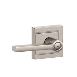 SCHLAGE F40 LAT 619 ULD Latitude Lever with Upland Trim Bed and Bath Lock, Satin Nickel