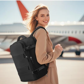 SEAFEW Travel Backpack for Women Carry on Luggage Backpack Flight Approved Travel Backpack Waterproof Outdoor Hiking Rucksack Casual Daypack 14 Inch Business Laptop Backapck Men,A19-Black(Lightweight)