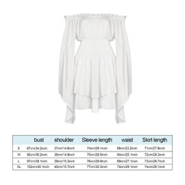 Crowye 5 Pcs Women's Pirate Costume, off Shoulder Long Sleeve Dress Waist Belts Hip Scarf Fishnet Stockings Pirate Headwrap (M Size)