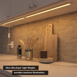 LAMPAOUS LED Light Bar for Desk,Shelf Undermount,USB Plug in Under Cabinet Ligthting Bar White Light Switchable,12In Room Cabinets Lights Bar,Kitchen Countertop Light Strips,Slim Closet Light Bar,1pc