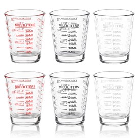 SAIAOKJ Shot Glasses Measuring Cup Set 6 Pack Espresso Shot Glasses Liquid Heavy Glass 26-Incremental Measurement 1 OZ, 2 TBS, 6 TSP, 30 ML Kitchen Tools
