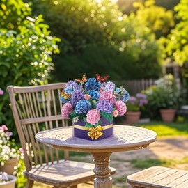 yaartz Pop Up Flower Cards Paper Flower Bouquet Pop Up Card for Mother's Day, Birthday, Anniversary, 3D Pop Up Card with Envelope for Mother Wife Grandmother,Hydrangea