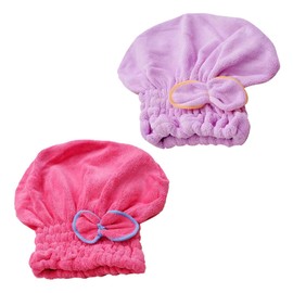 2 Piezas Toallas para Cabello Niña Gorros de Baño Microfibra Absorbente Secado Rápido Envoltura para Ducha Ligera Portátil