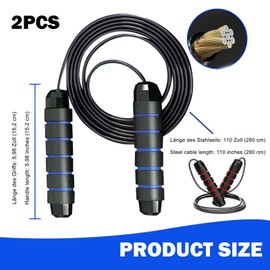 LTHERMELK Speed Rope Springseil 2er Set: Verstellbar, rutschfester Schaumstoffgriff - Leichtes Fitness Seil für Erwachsene, ideal für Ausdauertraining und Seilspringen